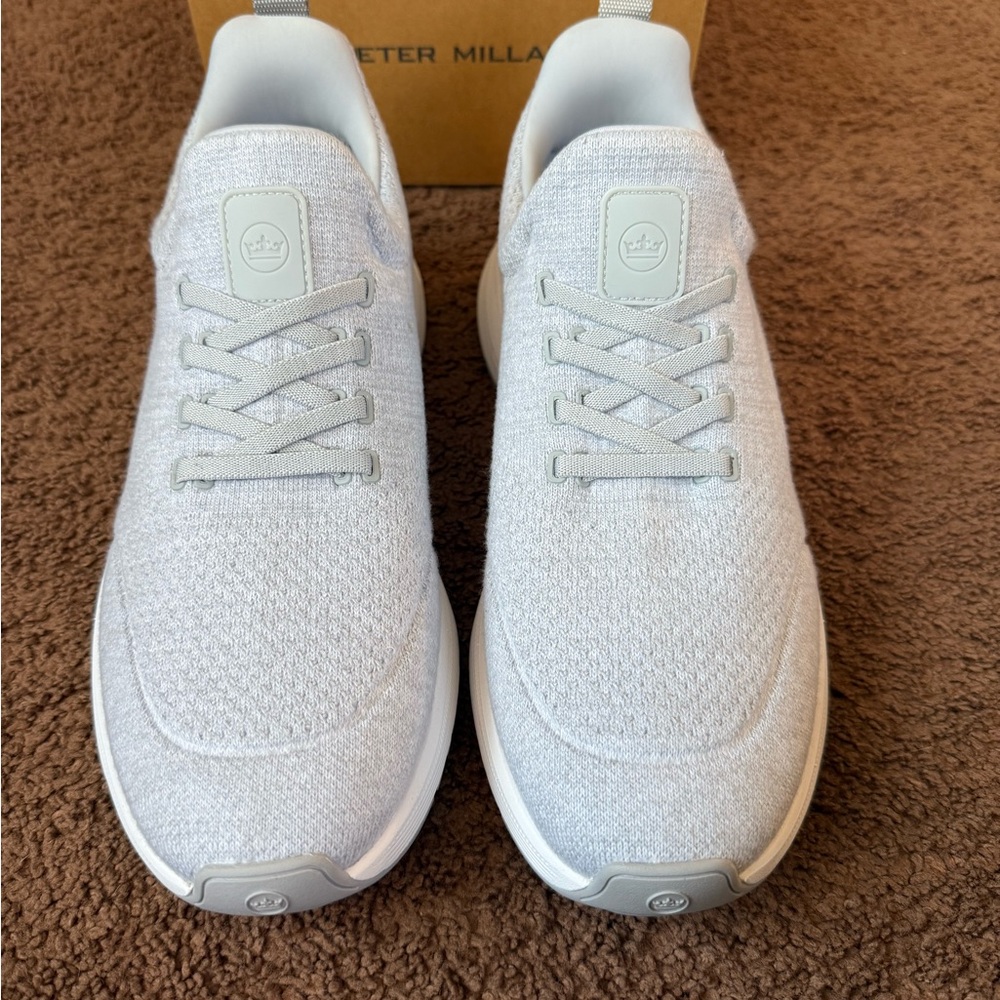 Peter Millar Light Gray Knit Sneakers